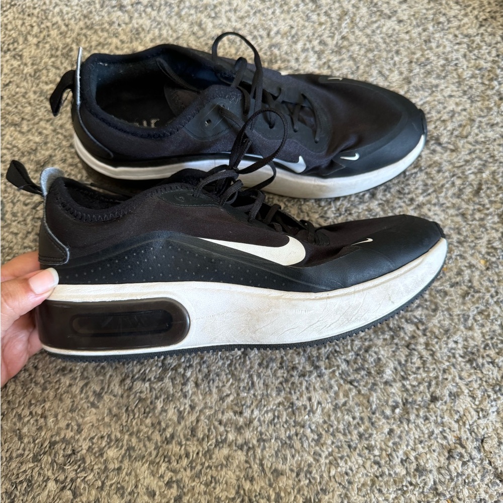 Black and white platform Nike shoes